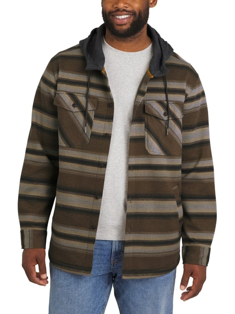 NWT - Quiksilver Men's Hooded Tan Shirt Jacket - size M